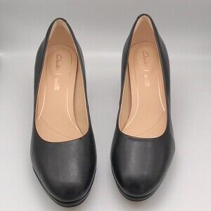 NWT CLARKS KELDA HOPE BLACK LEATHER PUMPS SIZE 8M